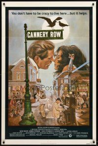 3s124 CANNERY ROW 1sh '82 cool art of Nick Nolte about to kiss Debra Winger by John Solie!