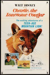 3s140 CHARLIE THE LONESOME COUGAR 1sh '67 Walt Disney, art of smiling teen-age mountain lion!