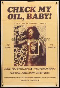 3s141 CHECK MY OIL, BABY 1sh '75 sexy Evelyne Scott, Laure Moutoussamy, it's French!