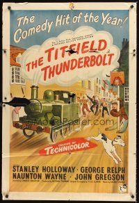 3s880 TITFIELD THUNDERBOLT English 1sh '53 Stanley Holloway, cool artwork of runaway train!