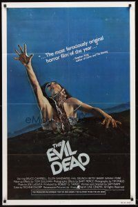 3s235 EVIL DEAD 1sh '82 Sam Raimi cult classic, best horror art of girl grabbed by zombie!