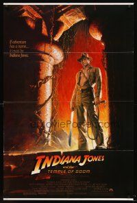 3s357 INDIANA JONES & THE TEMPLE OF DOOM 1sh '84 full-length art of Harrison Ford by Bruce Wolfe!