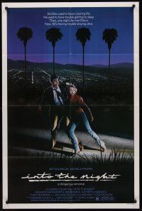3s363 INTO THE NIGHT 1sh '85 cool image of Jeff Goldblum & Michelle Pfeiffer on the run!