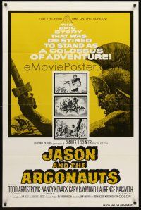 3s373 JASON & THE ARGONAUTS 1sh R80s great special fx by Ray Harryhausen, cool art of colossus!