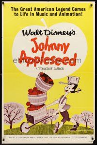 3s381 JOHNNY APPLESEED 1sh R66 Disney, the American legend comes to life in music & animation!