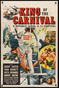 3s394 KING OF THE CARNIVAL 1sh '55 Republic serial, artwork of circus performers!