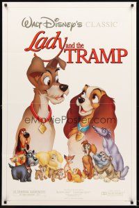 3s407 LADY & THE TRAMP 1sh R86 Walt Disney romantic canine dog classic cartoon!