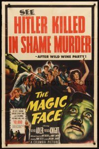 3s465 MAGIC FACE 1sh '51 Luther Adler as Hitler slain in love nest after champagne party!