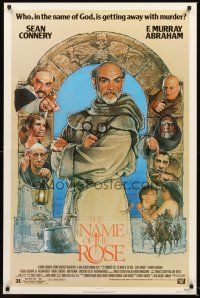 3s525 NAME OF THE ROSE 1sh '86 Der Name der Rose, great Drew Struzan art of Sean Connery as monk!