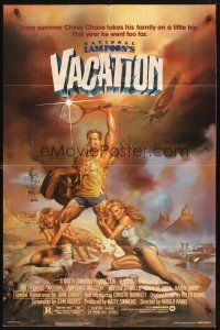 3s526 NATIONAL LAMPOON'S VACATION 1sh '83 sexy exaggerated art of Chevy Chase by Boris Vallejo!