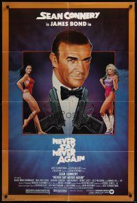 3s534 NEVER SAY NEVER AGAIN 1sh '83 art of Sean Connery as James Bond 007 by Rudy Obrero!