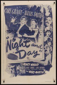 3s540 NIGHT & DAY 1sh R56 Cary Grant as composer Cole Porter who loves sexy Alexis Smith!