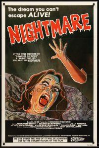 3s546 NIGHTMARE 1sh '81 wild cartoony horror image, the dream you can't escape ALIVE!