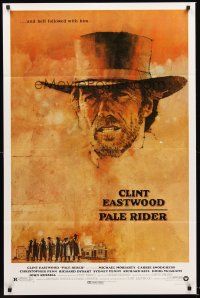 3s582 PALE RIDER 1sh '85 great artwork of cowboy Clint Eastwood by C. Michael Dudash!