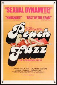 3s587 PEACH FUZZ 1sh '77 introducing sexiest Jean Dalton, the forbidden fruit!
