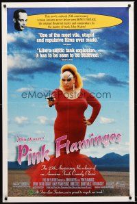 3s601 PINK FLAMINGOS 1sh R97 Divine, Mink Stole, John Waters' classic exercise in poor taste!