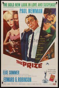 3s628 PRIZE 1sh '63 great Howard Terpning art of Paul Newman in suit and tie & sexy Elke Sommer!