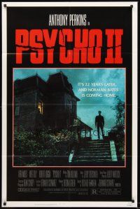 3s632 PSYCHO II 1sh '83 Anthony Perkins as Norman Bates, cool creepy image of classic house!