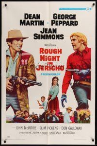 3s690 ROUGH NIGHT IN JERICHO style A 1sh '67 Dean Martin & George Peppard with guns drawn!