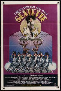 3s726 SEXTETTE 1sh '79 art of ageless Mae West w/dancers & dogs by Drew Struzan!