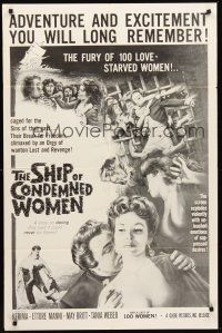 3s737 SHIP OF CONDEMNED WOMEN 1sh '63 Kerima, May Britt, Tania Weber, fury of love-starved women!