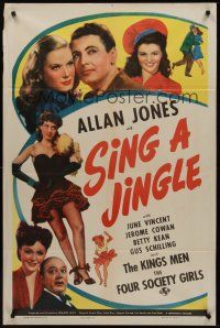 3s750 SING A JINGLE 1sh '43 Allan Jones, pretty June Vincent, Jerome Cowan!