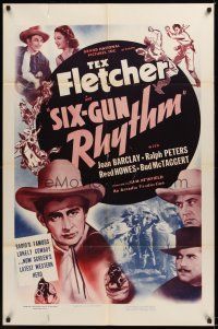 3s754 SIX-GUN RHYTHM 1sh '39 Tex Fletcher, Joan Barclay, Sam Newfield western!