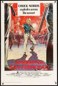 3s760 SLAUGHTER IN SAN FRANCISCO 1sh '81 Wei Lo, awesome artwork of surrounded Chuck Norris!