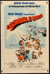3s771 SNOWBALL EXPRESS 1sh R74 Walt Disney, Dean Jones, wacky winter fun art!