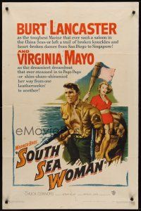 3s788 SOUTH SEA WOMAN 1sh '53 leatherneckin' Burt Lancaster & sexy Virginia Mayo!