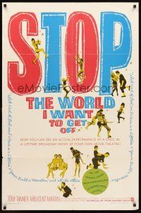 3s806 STOP THE WORLD I WANT TO GET OFF 1sh '66 Tony Tanner & Millicent Martin in Saville musical!