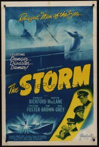 3s808 STORM 1sh R48 Charles Bickford, Barton MacLane & Preston Foster at sea in foul weather!