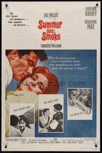 3s823 SUMMER & SMOKE 1sh '61 close up of Laurence Harvey & Geraldine Page, by Tennessee Williams!