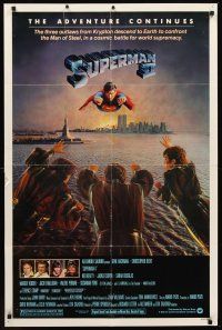 3s828 SUPERMAN II 1sh '81 Christopher Reeve, Terence Stamp, great artwork over New York City!
