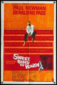 3s835 SWEET BIRD OF YOUTH 1sh '62 Paul Newman, Geraldine Page, from Tennessee Williams' play!