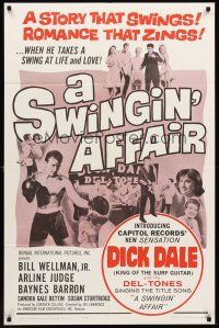 3s839 SWINGIN' AFFAIR 1sh '63 Bill Wellman, Jr, Arline Judge, boxing and rock & roll!