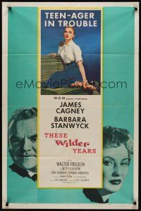 3s869 THESE WILDER YEARS 1sh '56 James Cagney & Barbara Stanwyck have a teenager in trouble!