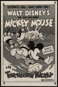 3s896 TOUCHDOWN MICKEY 1sh R74 Walt Disney, great cartoon art of Mickey Mouse playing football!