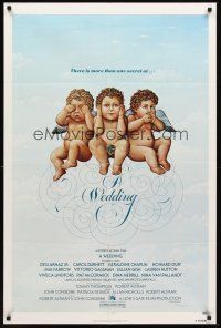 3s951 WEDDING 1sh '78 Robert Altman, artwork of cute cherubs by R. Hess!