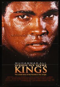 3s959 WHEN WE WERE KINGS 1sh '97 great super close up of heavyweight boxing champ Muhammad Ali!