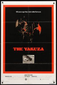 3s992 YAKUZA 1sh '75 Robert Mitchum, Paul Schrader, cool sword, rose & shotgun image!