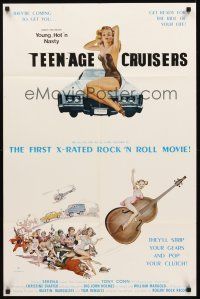 3s995 YOUNG HOT 'N' NASTY TEENAGE CRUISERS 1sh '77 Stout art of Serena & John Holmes!