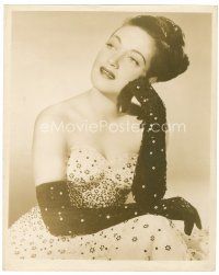 3t044 DOROTHY LAMOUR 11x14 still '40s seated portrait in wild sexy sequined dress & gloves!