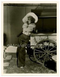 3t056 JOAN CRAWFORD deluxe 10x13 still '30s in great outfit at soda wagon by Clarence Sinclair Bull!