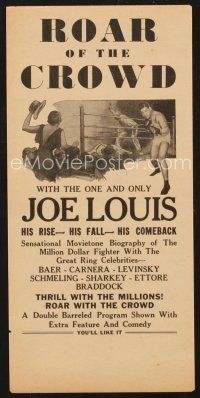 3t418 ROAR OF THE CROWD  herald '30s documentary of slugger Joe Louis, boxing!