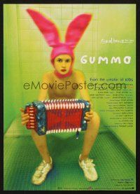 3t763 GUMMO Japanese 7.25x10.25 '98 wacky image of kid in bunny costume with accordian!