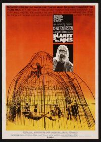 3t916 PLANET OF THE APES  Japanese 7.25x10.25 R98 Charlton Heston classic, art of caged humans!