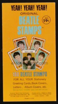 3t167 BEATLES  stamp booklet '64 cool stamps, plus 2 store display banners & original box!