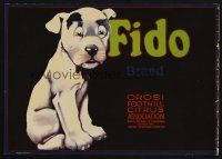3t155 FIDO BRAND orange crate label '30s cute art of puppy dog!