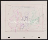 3t017 KING OF THE HILL  pencil drawing '00s Mike Judge, cartoon artwork of Hank, Bill & others!